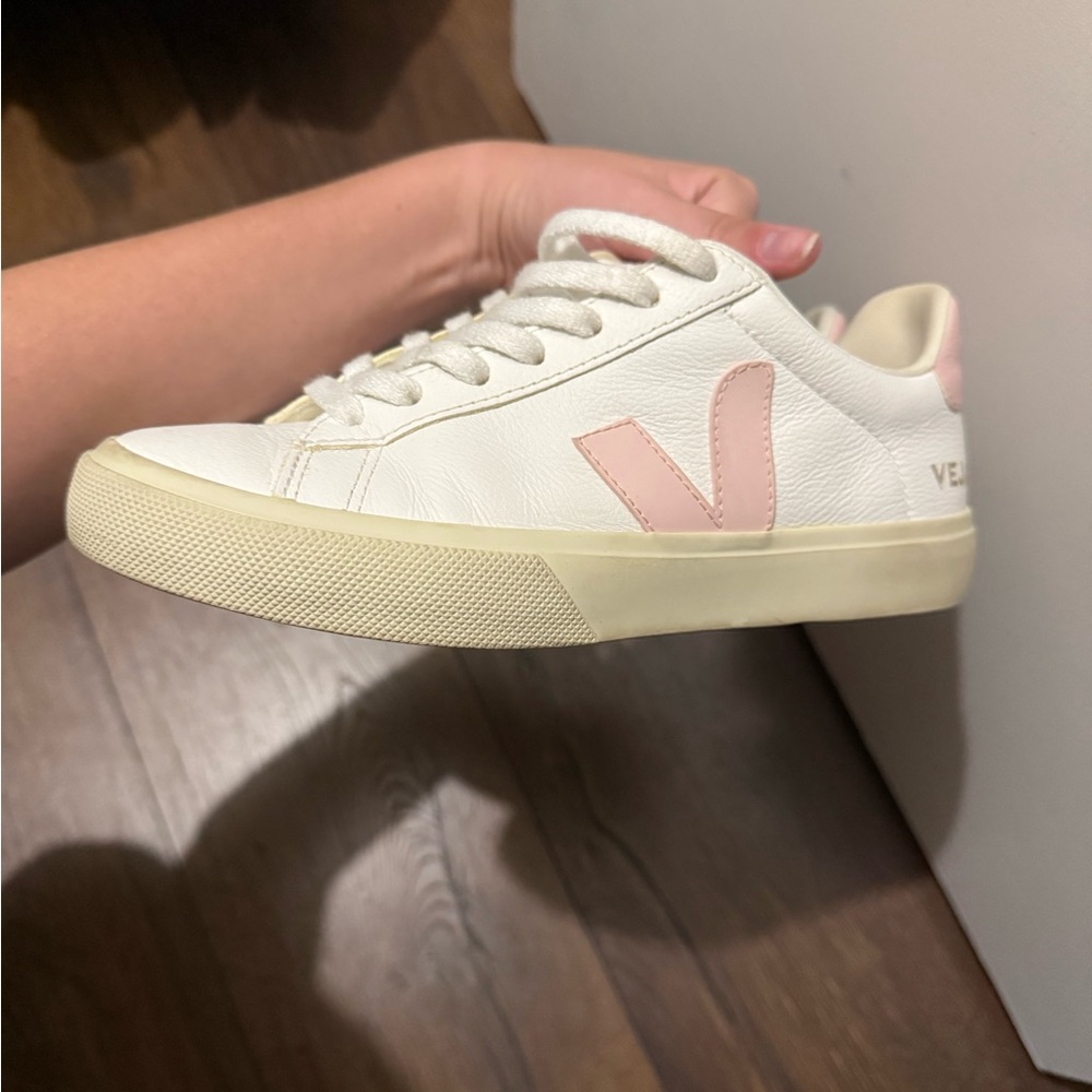 Veja Women's Sneakers in White and Pink - Picture 2 of 6